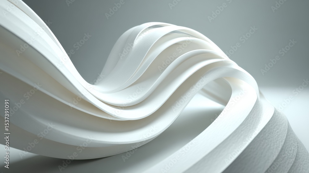 Poster the image is a white wave that is curved and has a lot of detail. it is a very abstract and artistic