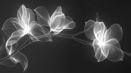 Xray transparent isolated branch PNG. Floral  leaves and stem. Vintage watercolor design for wedding cards, invitations. Spring or summer close-up photo. Elegant minimalist radiography.