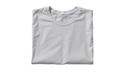 in the center of the frame is a folded short sleeved item. it is a solid light tone and appears smooth with gentle shadows across the front. the neckline is visible and has a rounded shape