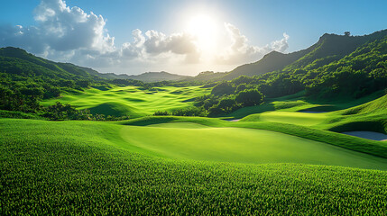 Naklejka premium golf course in the morning