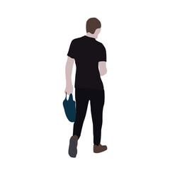 A man walks down the street in summer clothes. 2D image to use as entourage. Flat city vector infographic.