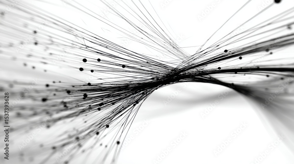 Aufkleber a black and white image of a line of dots that is curved and twisted. the image has a sense of movem