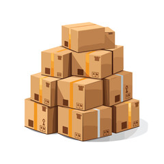 Obraz premium Professional Image of Pile of Cardboard Boxes for Delivery Cargo - Stock Vector EPS
