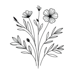 Hand Drawn Abstract Floral Logo in Black – Minimalist Botanical Design