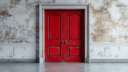 red door in front of a house