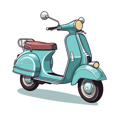 Vintage Retro Scooter Motorcycle Vector Illustration Isolated on White Background