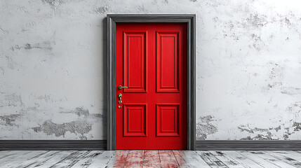 red door in front of a house