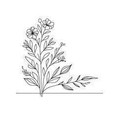 Hand Drawn Abstract Floral Logo in Black – Minimalist Botanical Design