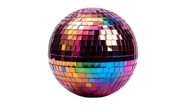 Colorful Disco ball isolated on transparent background, Party Disco Ball PNG 