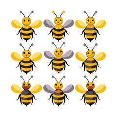 Bee silhouette set bundle vector design
