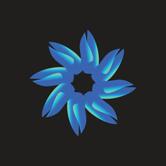 Abstract Blue Teal Flame Flower Mandala