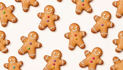 the image displays a repeating pattern of humanoid shaped treats against a plain backdrop