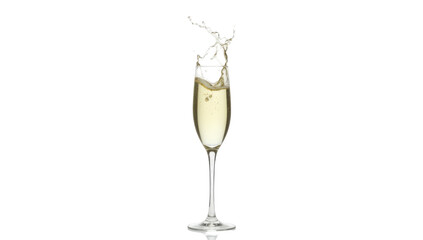 Glass Of Champagne Splash isolated on transparent background, PNG 