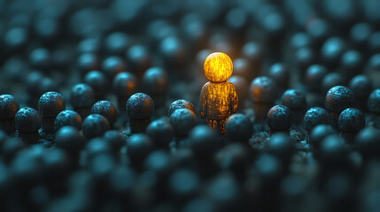 Leader Standing Out in Crowd – Highlighted with Light Effects

