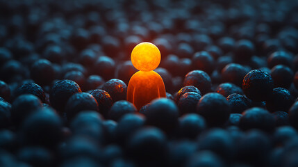 Leader Standing Out in Crowd – Highlighted with Light Effects


