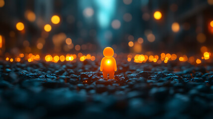 Leader Standing Out in Crowd – Highlighted with Light Effects

