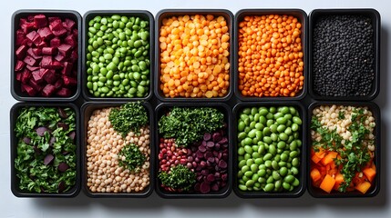 Minimalist food photo of macrobiotic ingredients