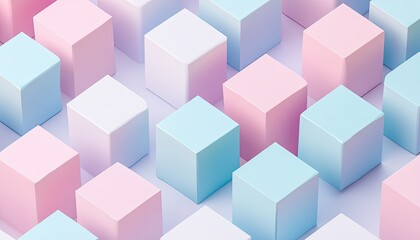3D isometric cube pattern with soft shadows, pastel colors, modern and clean aesthetic