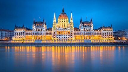 Obraz premium Budapest hungary parliament building at night travel destination cityscape architecture landmark europe 