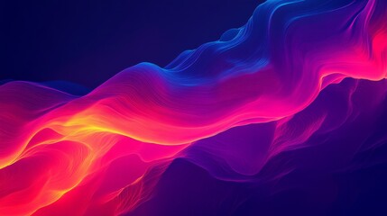 Obraz premium Abstract Wave Composition Vibrant Gradient Lines, Digital Art, Colorful Landscape Abstract art, digital art