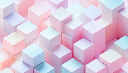 3D isometric cube pattern with soft shadows, pastel colors, modern and clean aesthetic
