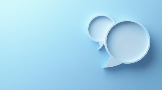 Blue Speech Bubbles 3D Render, Minimalist Concept, Communication Design, Conversation. communication, dialogue