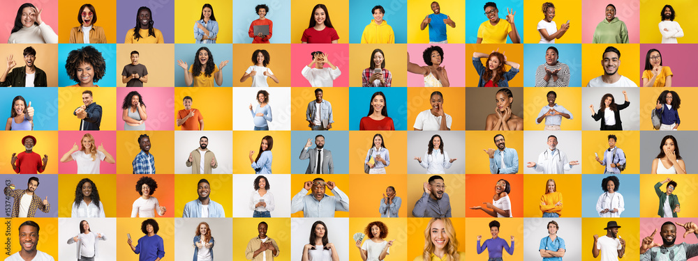 Poster a colorful collage features a collection of diverse, multiracial faces expressing various lifestyles