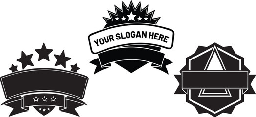 Geometric Black and White Vector Elements with Text Space