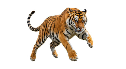 Obraz premium Tiger attacking on something isolated, Cutout 