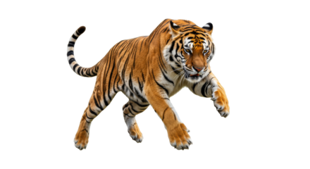 Tiger attacking on something isolated, Cutout 