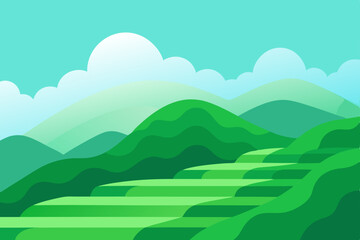 Obraz premium Serene Green Rice Terraces A Breathtaking Landscape Illustration
