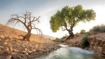 Jeremiah 17: Contrast of Withered Tamarisk and Tree by Water in Symbolic Scene