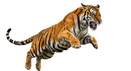Tiger Jumping and Attacking isolated , png