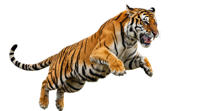 Tiger Jumping and Attacking isolated , png