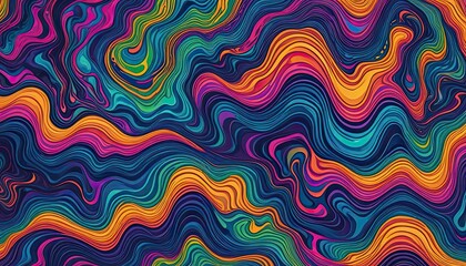 Psychedelic wavy patterns with iridescent hues, hypnotic and fluid aesthetic