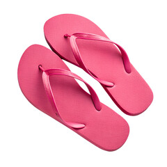 A pair of bright pink flip-flops on a black background. The sandals have a simple design with thin straps and a textured sole, ideal for summer wear.