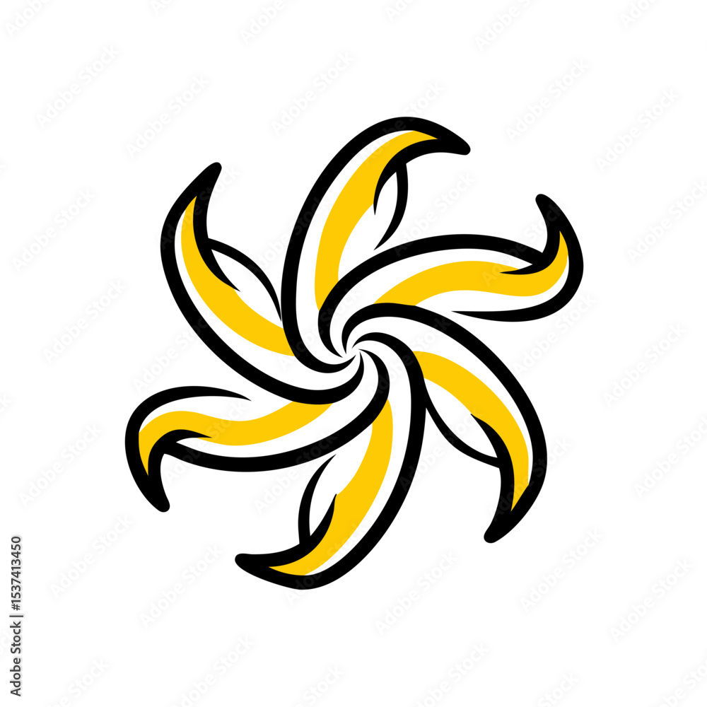 Poster hand draw abstract floral swirl icon on transparent background for web and graphic design