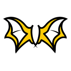 Hand Draw abstract bat wings pair icon on transparent background for web and graphic design