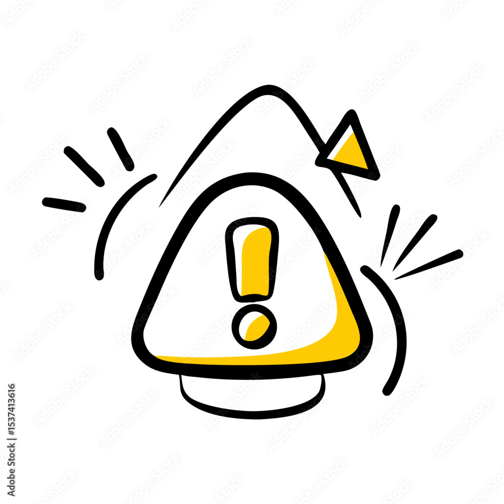 Poster hand draw alert on transparent background for web and graphic design