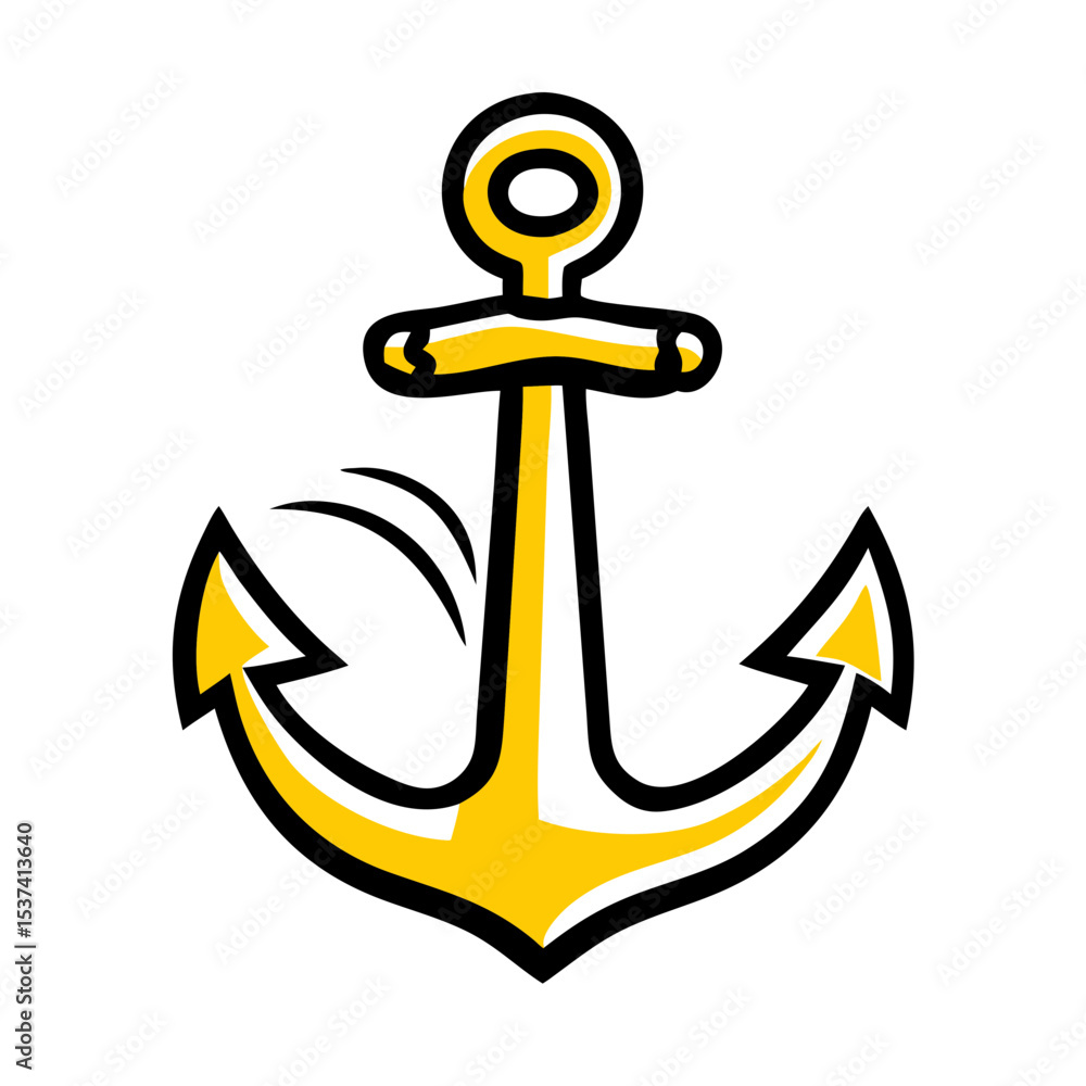 Poster hand draw anchor icon on transparent background for web and graphic design