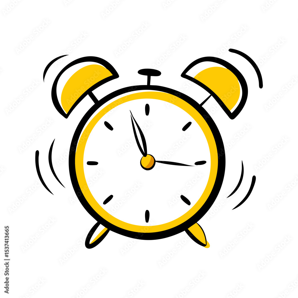 Aufkleber hand draw alarm clock icon on transparent background for web and graphic design