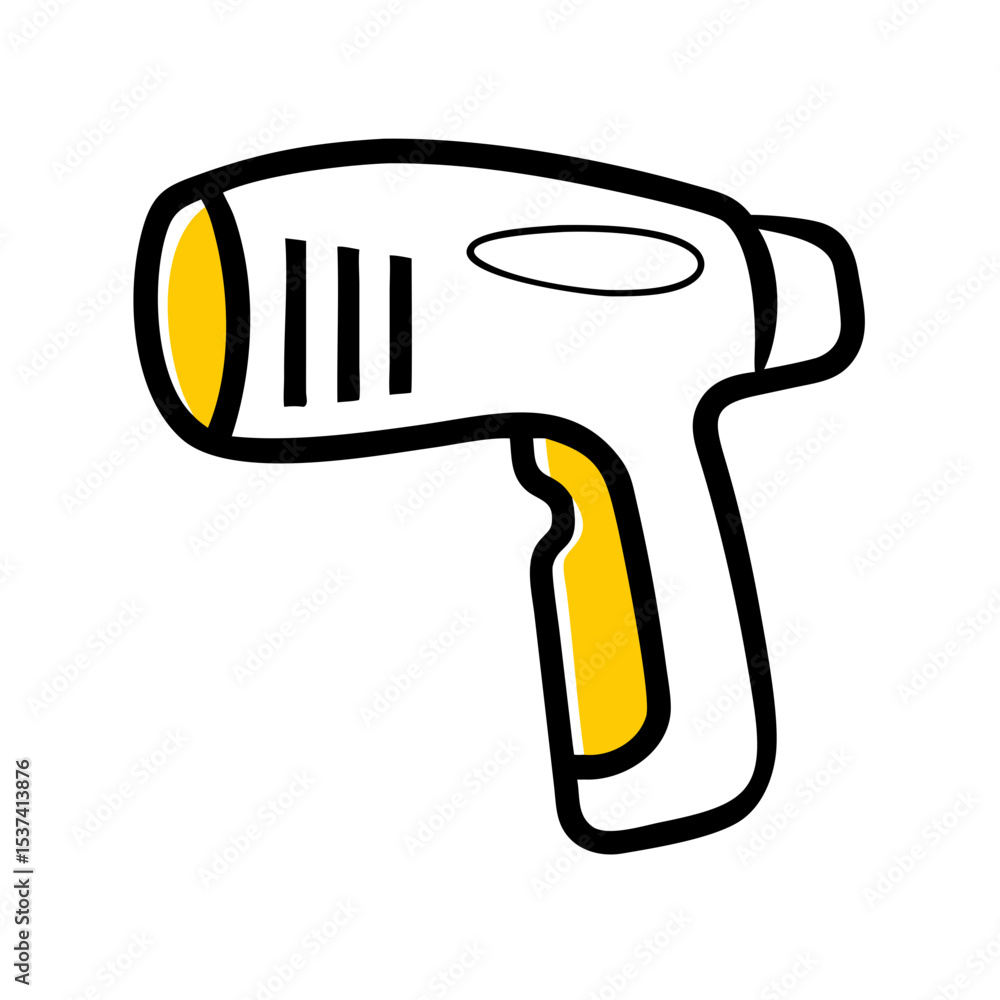 Poster hand draw barcode scanner icon on transparent background for web and graphic design