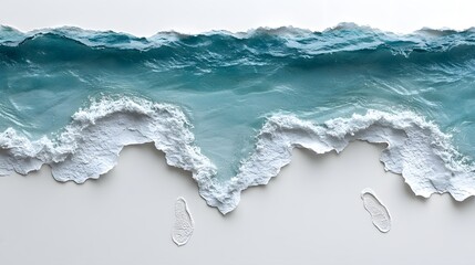 Fototapeta premium Foamy Ocean Waves Crashing Against White Sandy Shore
