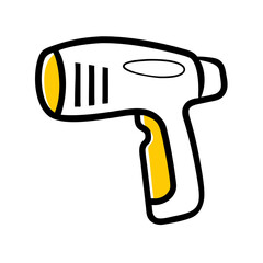 Hand Draw barcode scanner icon on transparent background for web and graphic design
