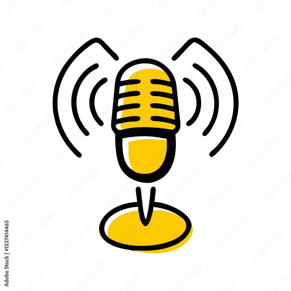 Aufkleber hand draw broadcasting podcast icon on transparent background for web and graphic design