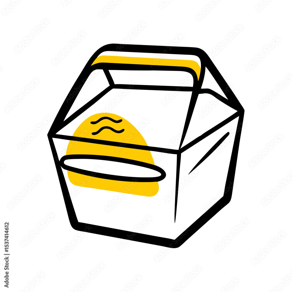 Poster hand draw burger takeout box icon on transparent background for web and graphic design