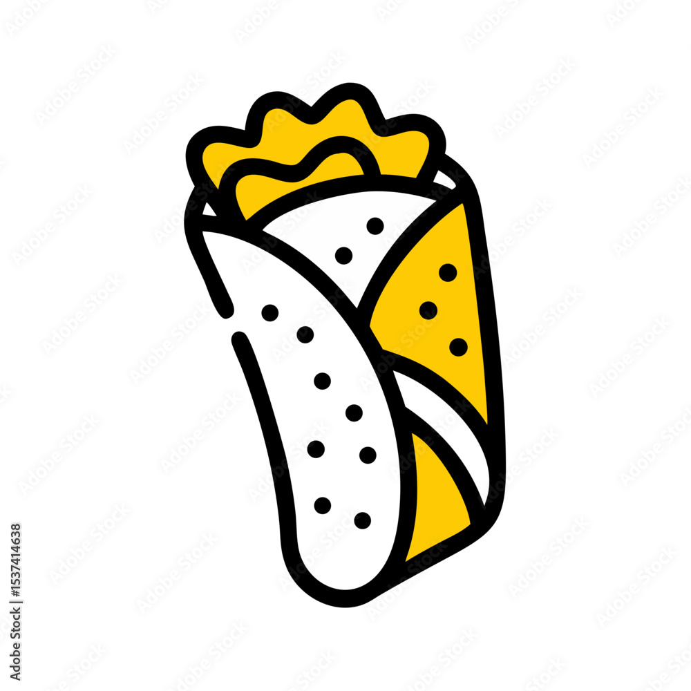 Poster hand draw burrito wrap icon on transparent background for web and graphic design