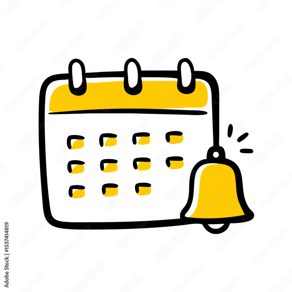 Poster hand draw calendar notification on transparent background for web and graphic design