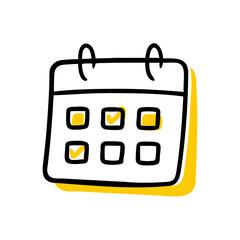 Hand Draw calendar sign chack on transparent background for web and graphic design