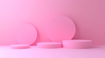 Pink Oval and Cylinder Product Display Mockup, 3D Render,Minimalist Background, Abstract Product Display, Mockup